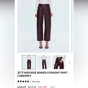 ANTHROPOLOGY PISTOLA JETT HIGH RISE BOWED STRAIGHT PANT CABERNET leather pants